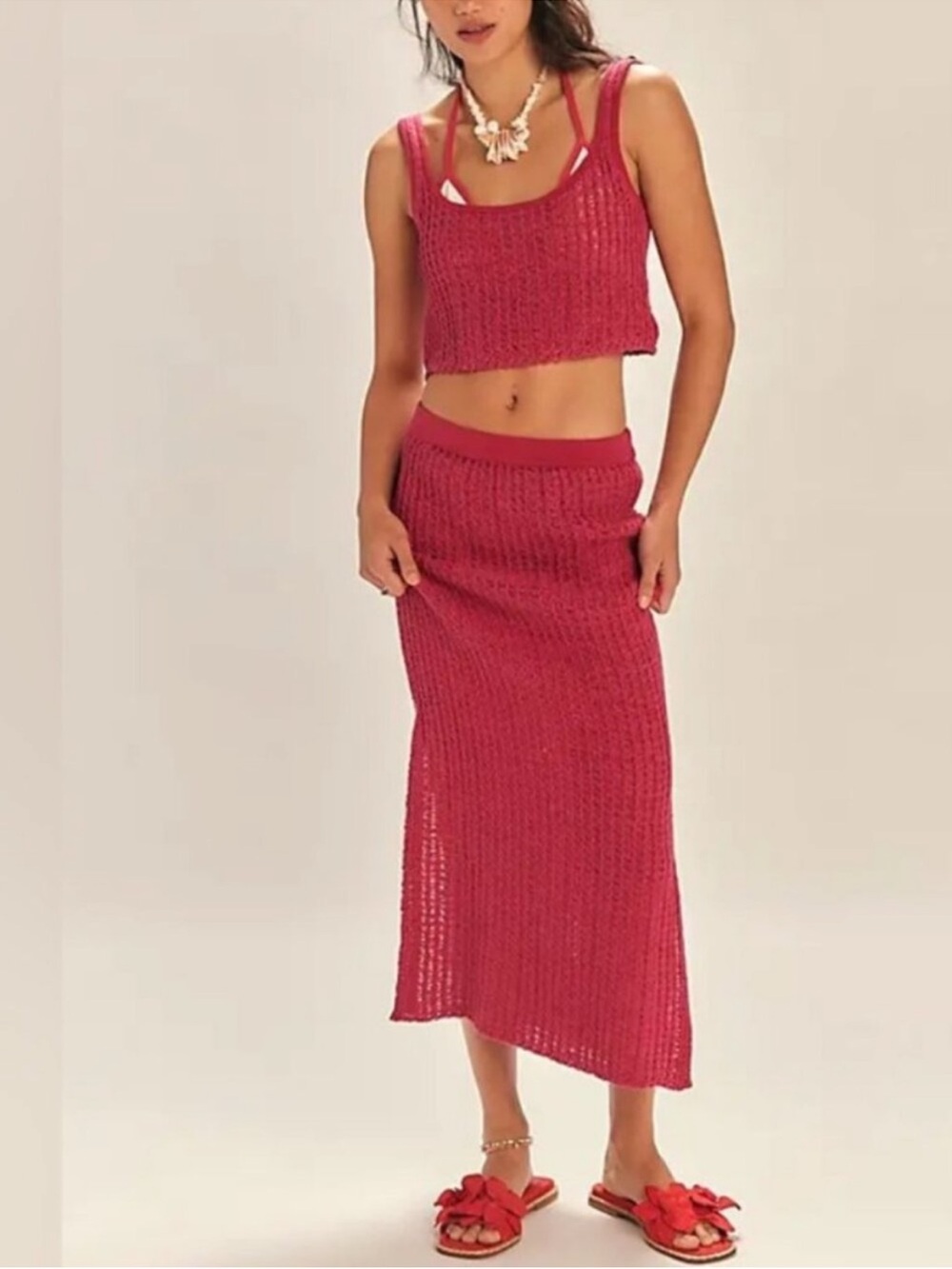 Free People Beach Havana Sweater Set in Love Potion pink NEW XS